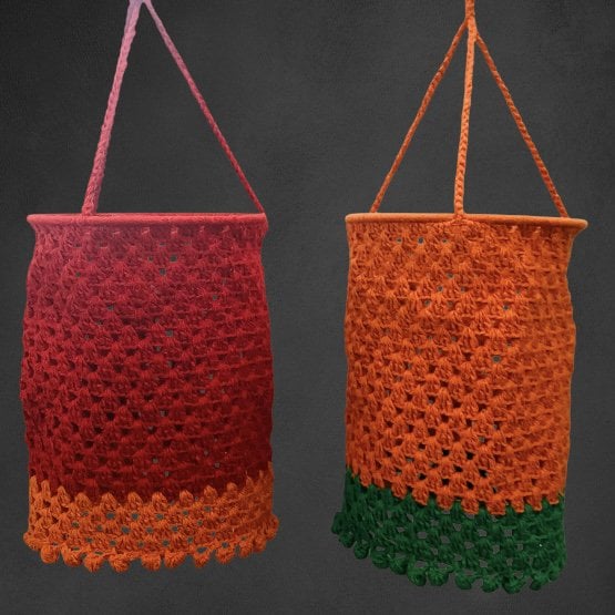 Luna-Leena Lampion Crochet - Rood - Organisch katoen - Handhaak in Nepal