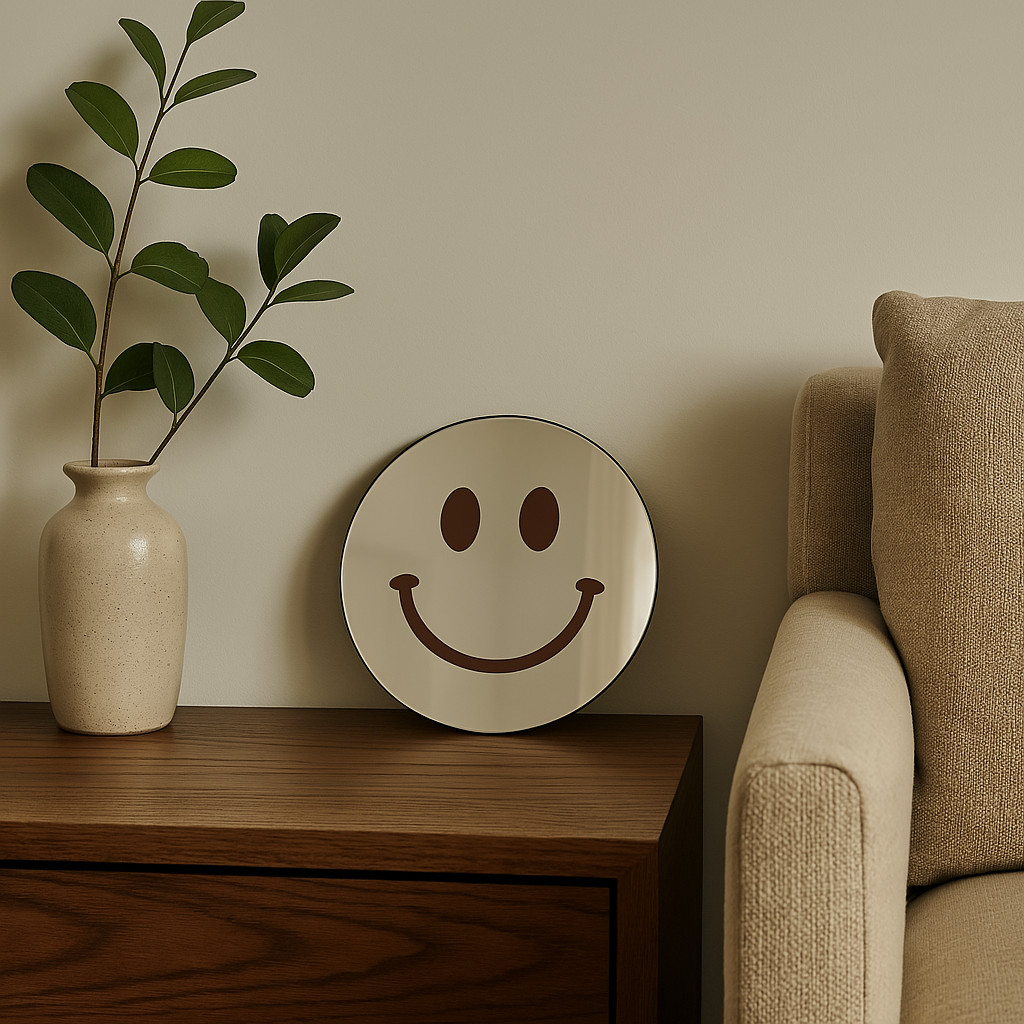 Vrolijkmakende Smiley spiegel Brown Smile