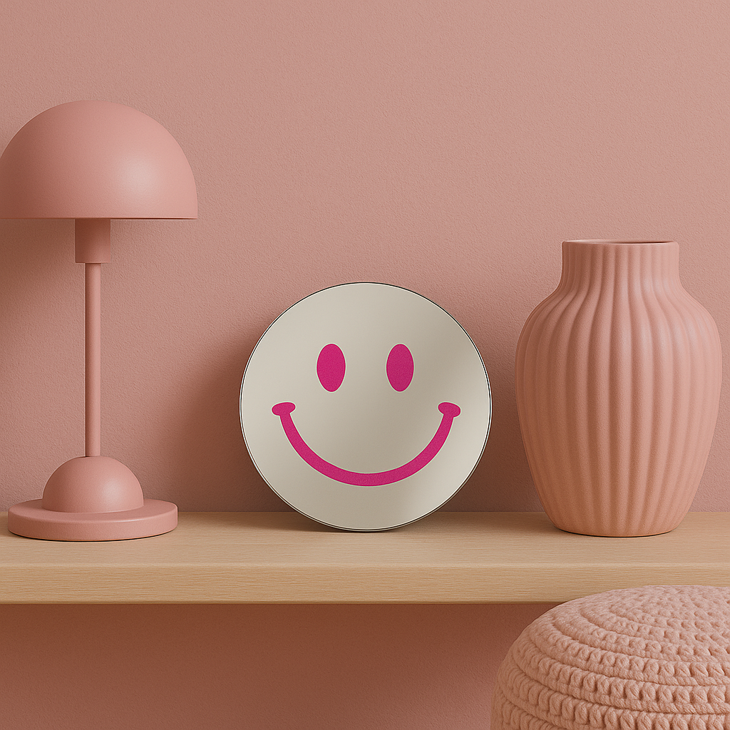 "Dagelijkse geluksboost" Smiley spiegel Pink Smile