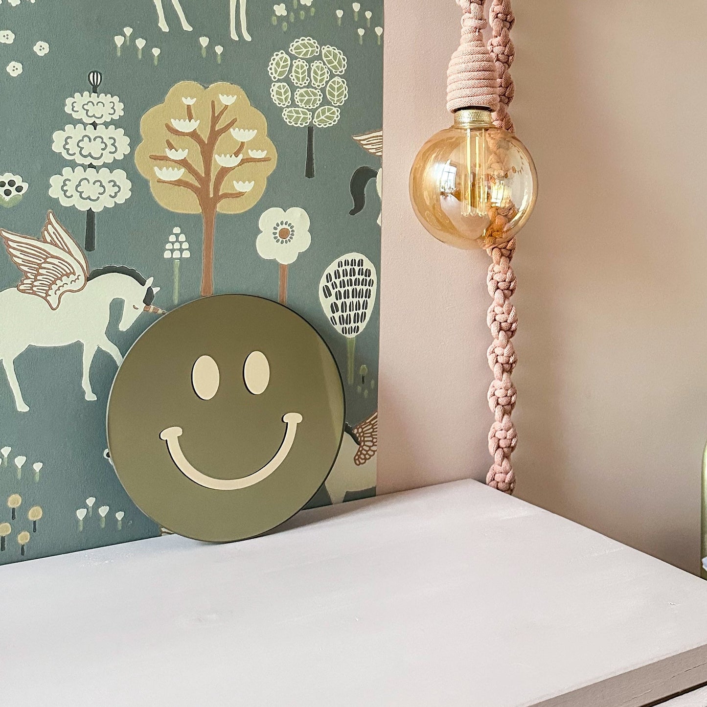 "Dagelijkse geluksboost" Smiley spiegel Beige Smile