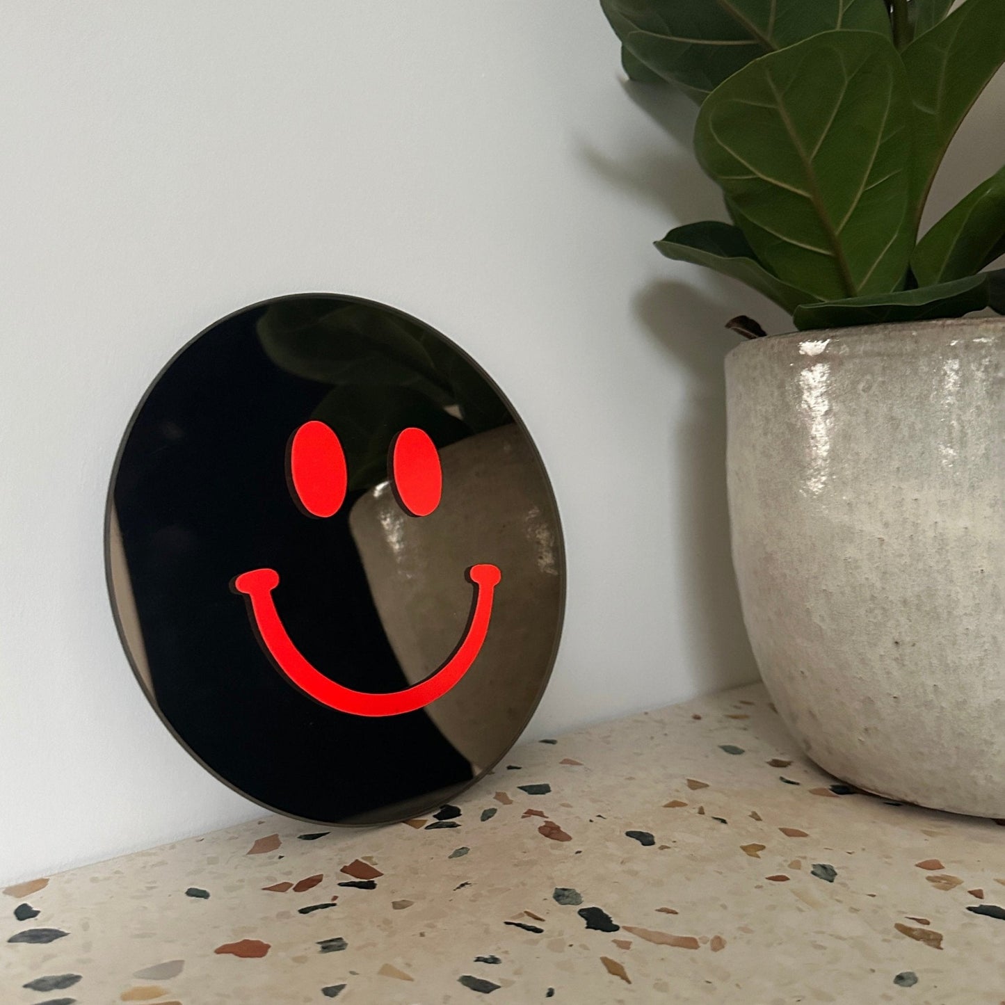 "Dagelijkse geluksboost" Smiley spiegel Neon Orange Smile