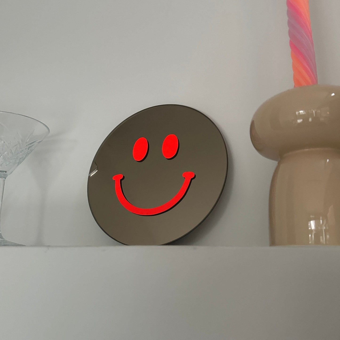 "Dagelijkse geluksboost" Smiley spiegel Neon Orange Smile