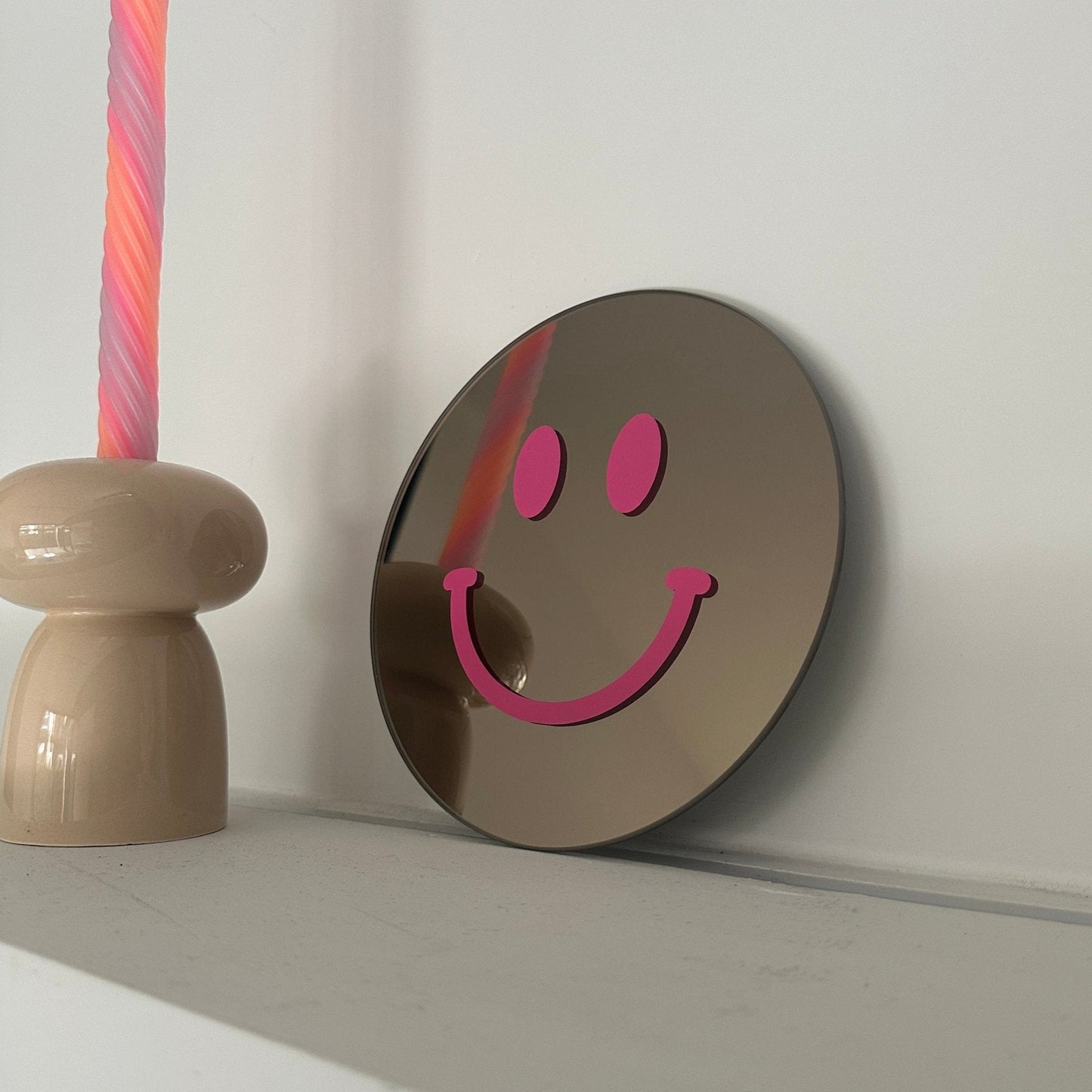 "Dagelijkse geluksboost" Smiley spiegel Pink Smile
