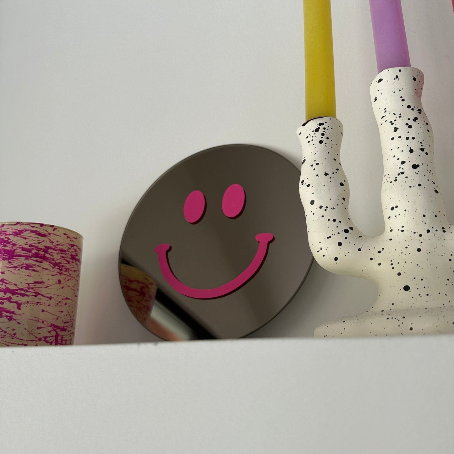 "Dagelijkse geluksboost" Smiley spiegel Pink Smile