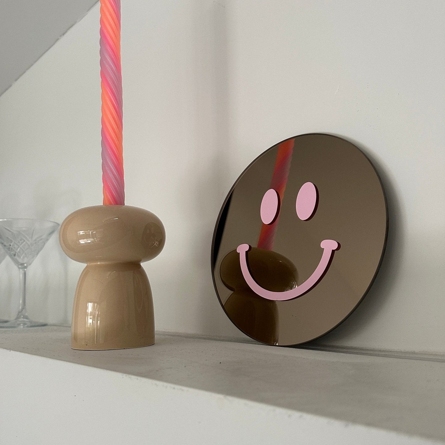 Roze dromen reflectie Smiley spiegel Soft Pink Smile
