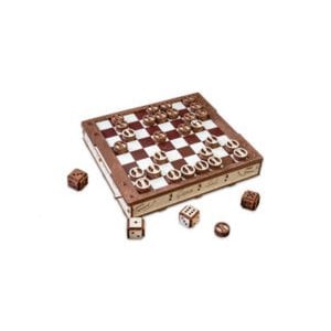 DIY Eco Wood Art, Gameset, Schaak en Damset, 0587, 25x28,5x4,2 cm