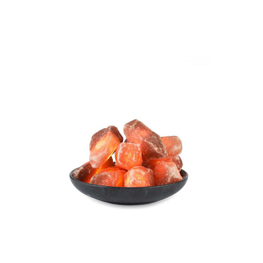Himalaya Salt Dreams, 10 Verlichte Himalaya Zoutkristallen met Marmerenschaal, Ø ca. 20 cm, H ca. 4 cm