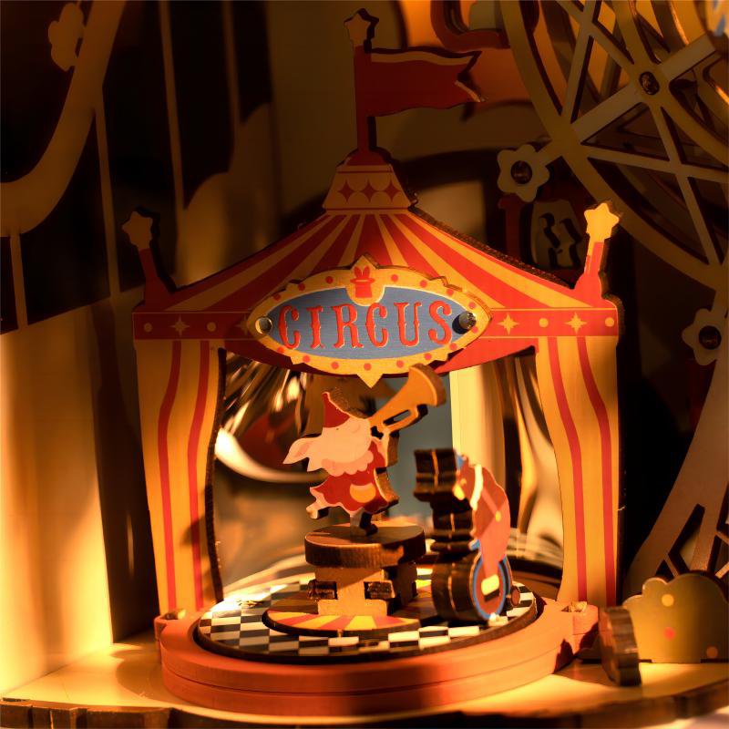 Robotime, Muziekdoos Hout DIY 3D Puzzel Sunset Carnival, AMT01, 17,7x14,2x41,4