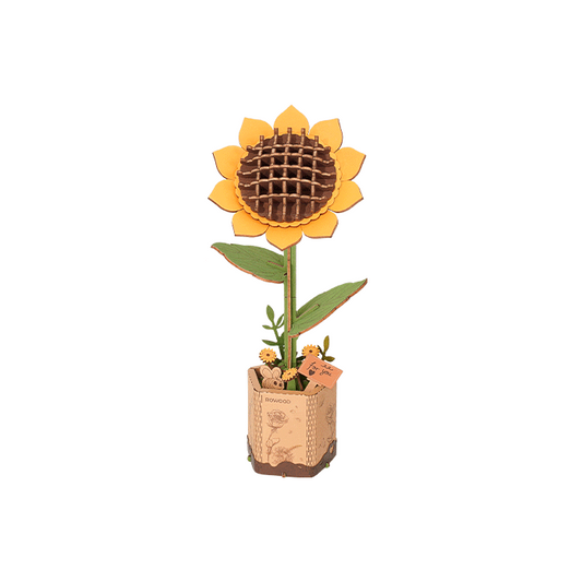 Robotime, DIY Houten Bloem Sun Flower, Zonnebloem, TW011, 9,5x8,5x23cm
