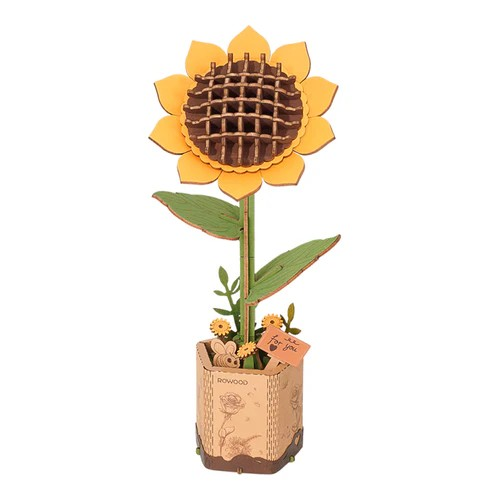 Robotime, DIY Houten Bloem, Chamomile/Kamille, TW061, 9,5x9x22,5cm