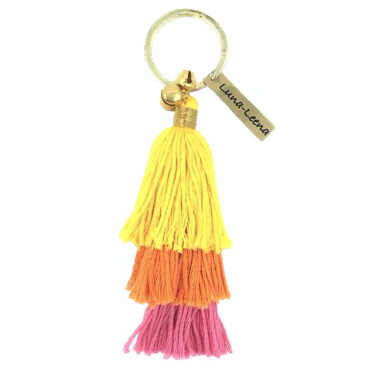 Luna-Leena Keychain Tassels Yellow  - Organic Cotton - Handmade in Nepal