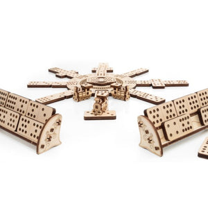 Eco Wood Art (EWA) 3D Houten Meganische Puzzel, Dominospelvariant Mexican Train