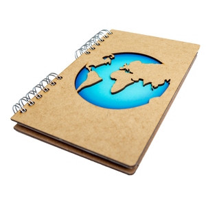 Duurzaam Houten Notitieboek – KOMONI – Wereld – Gerecycled papier – Navulbaar – WER