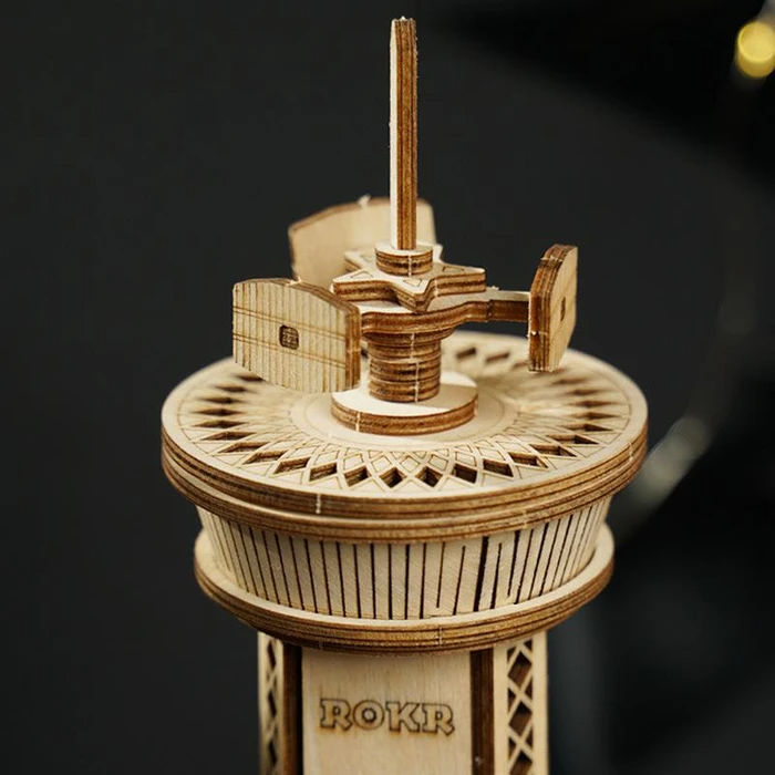 Muziekdoos Hout DIY 3D Puzzel Airplane Control Tower, Robotime