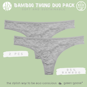 green-goose Bamboe Dames Strings - 2 Stuks - Grijs - 95% Bamboe