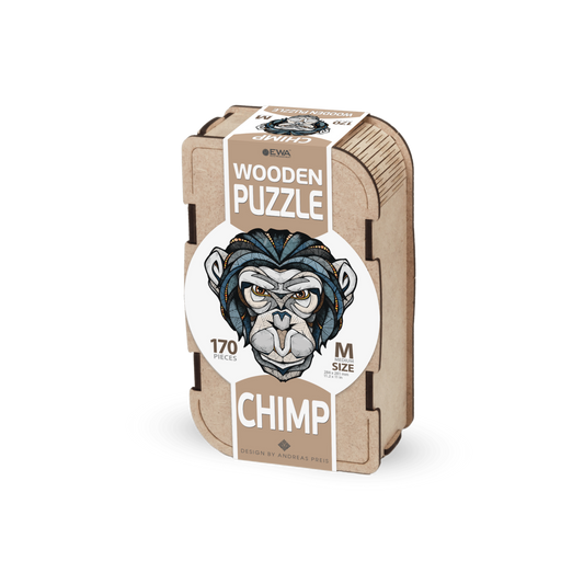 Eco Wood Art (EWA) Houten Legpuzzel Chimpansee/Chimp, Size M, Houten Doos