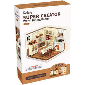 Robotime, DIY Huisje Super Creator Warm Dinning Room, DW015B, 16,3x16,3x15,2cm
