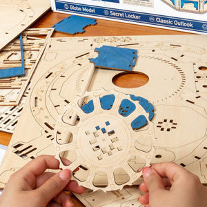 Houten Puzzel 3D The Globe Blauw, Robotime