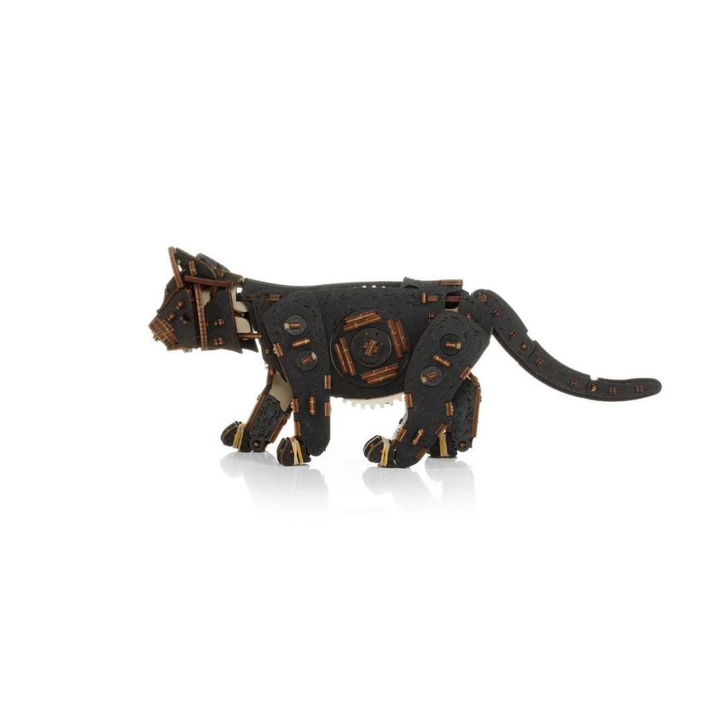 Eco Wood Art (EWA) DIY 3D Mechanische Houten Puzzel, Kitten Black, 3854, 35,1x8,4x14,5