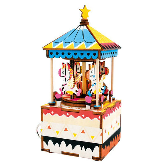 Muziekdoos Hout DIY 3D Puzzel Merry-Go-Round, Robotime