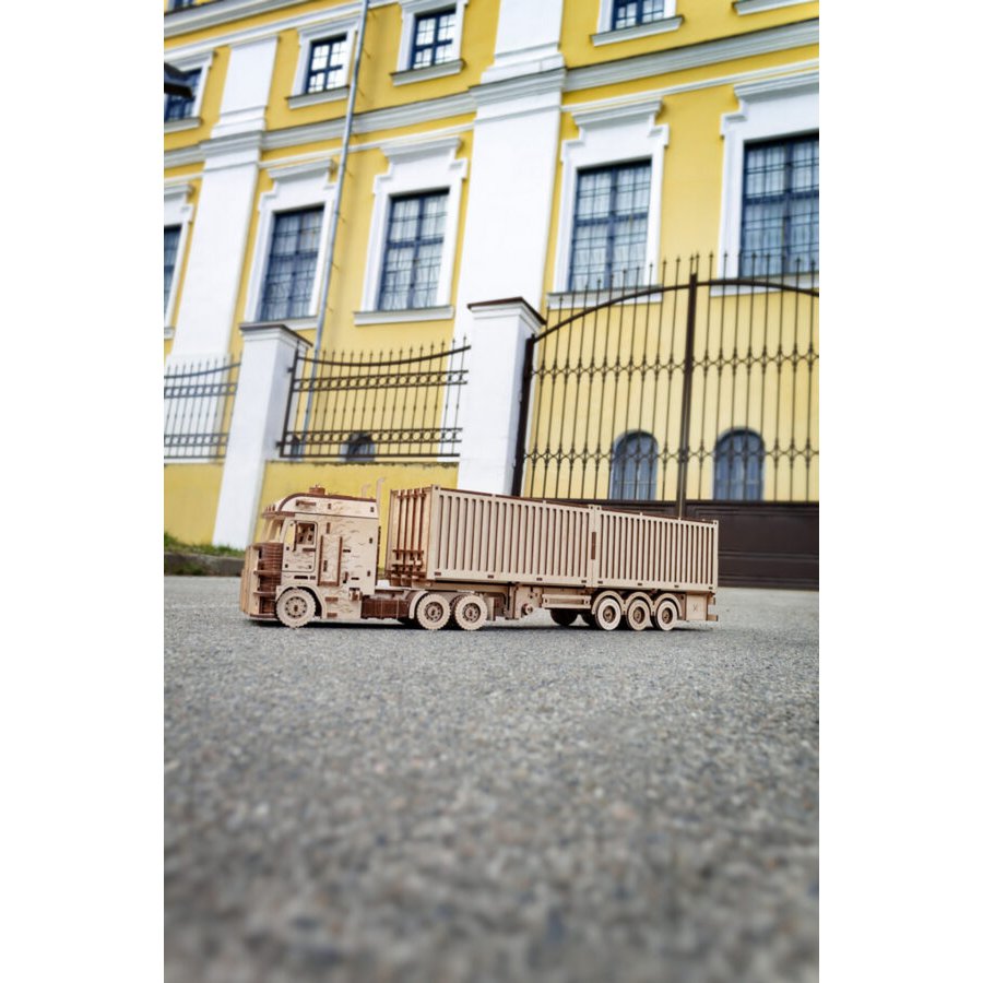 Eco Wood Art (EWA) 3D Houten Puzzel Container-Semitrailer for Truck “Road King”, 3724, 52,3x10,8x16,9cm