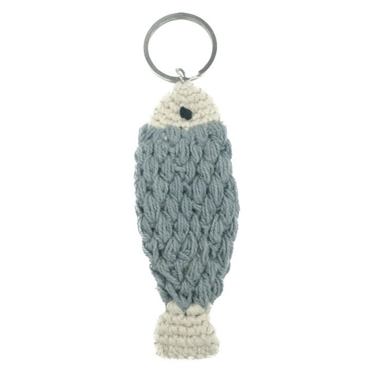 Luna-Leena Keychain Fish - Grijs - Organisch katoen - Handhaak in Nepal