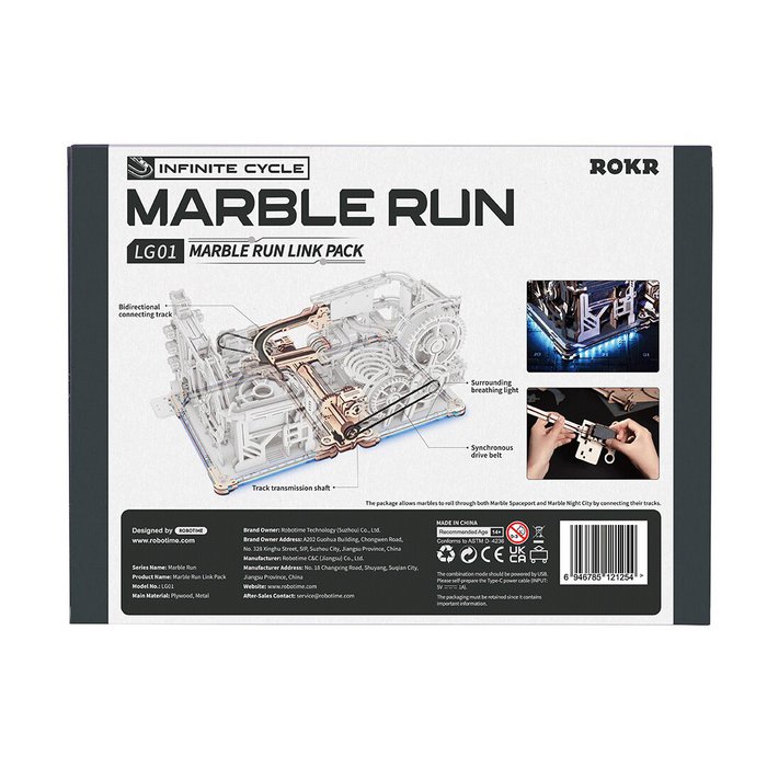 Robotime, Knikkerbaan Accessoire Marble Run Link Pack, LG01, 51,5x30x24cm