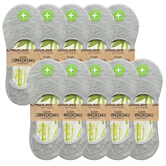green-goose Bamboe Dames Footies - 10 paar -85% Bamboe - Grijs - Maat 35-39
