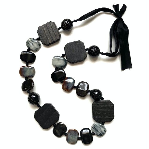 Luna-Leena armband Stone zwart/grijs - Handgemaakt in Nepal