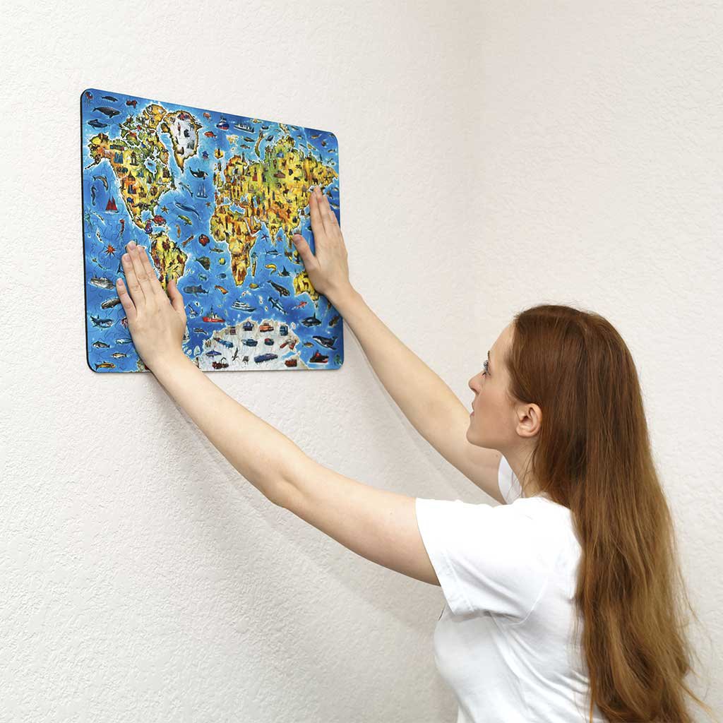 Houten Legpuzzel World Map in kleur, Eco Wood Art