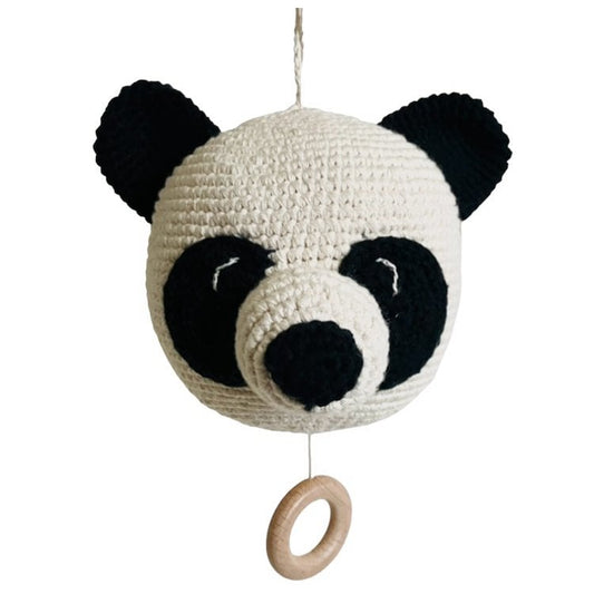 Luna-Leena speeldoos pandabeer - zwart & wit - Handgehaakt in Nepal