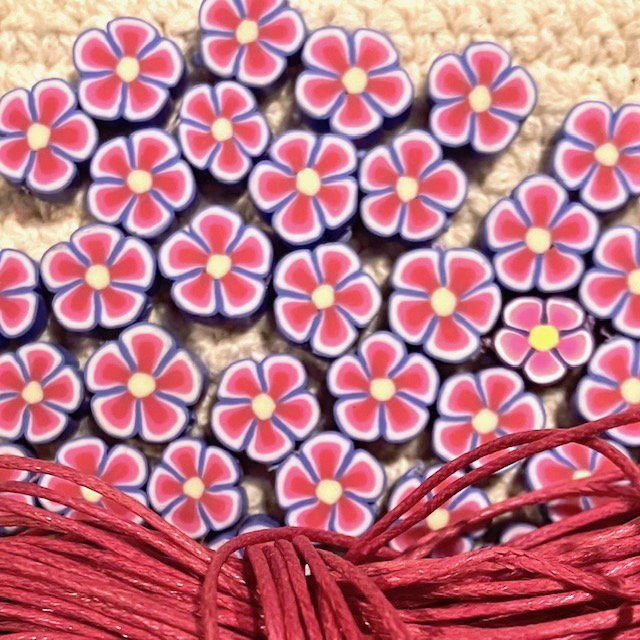 Luna-Leena - Kinderarmband - Bloem roze/blauw - Handgemaakt in Nepal