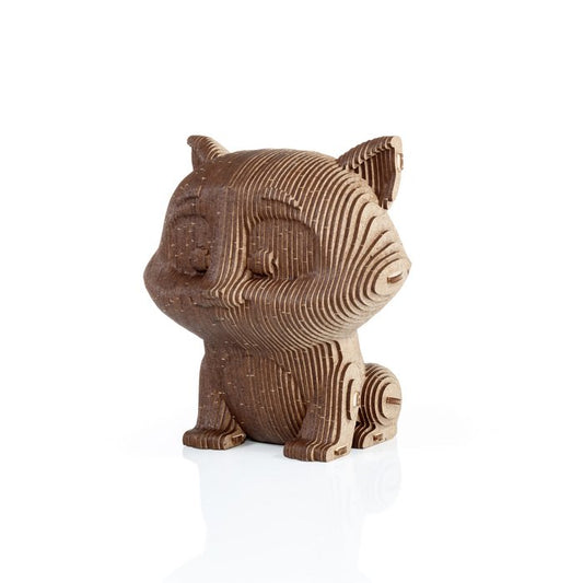 Eco Wood Art (EWA) 3D Houten Bouwset Spaarpot Kat/Cat, 3793, 13,6x12,7x14,1cm