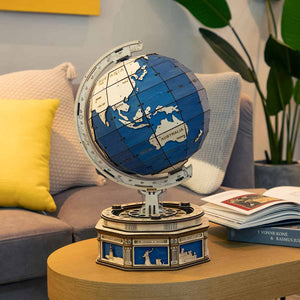 Houten Puzzel 3D The Globe Blauw, Robotime