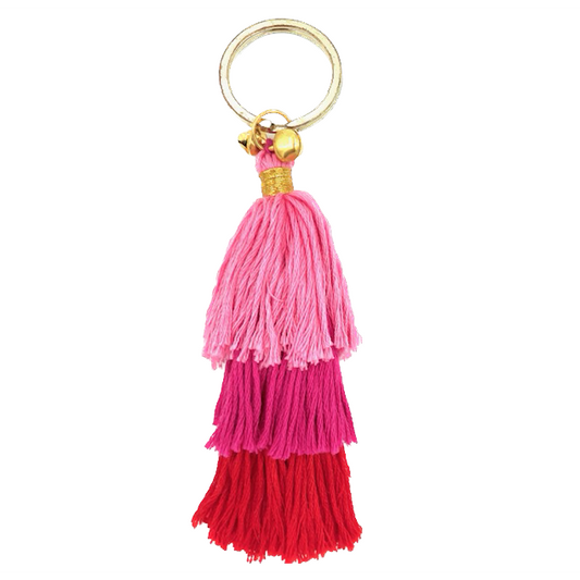 Luna-Leena Keychain Tassels Rood -  Organisch katoen - Handgemaakt in Nepal