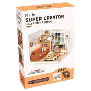 Robotime, DIY Huisje Super Creator Cozy Living Lounge, DW007, 16,3x16,3x15,2cm