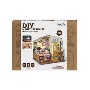 Robotime, DIY Huisje Homey/Cozy Kitchen met LED verlichting, DG159, 19x17,1x18,5cm