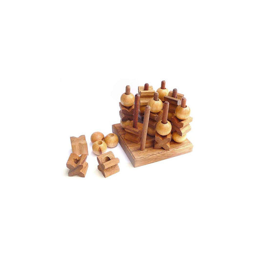 Logica Giochi Spel Houten 3D Tic Tac Toe, LG138, 10,5x10,5x10cm