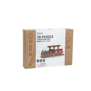 Robotime, DIY 3D Houten Modelbouwpakket, Steam Journey, TGS01, 37,6x11,3x14,5cm