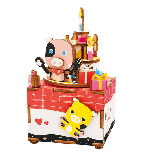 Muziekdoos Hout DIY 3D Puzzel Happy Birthday, Robotime