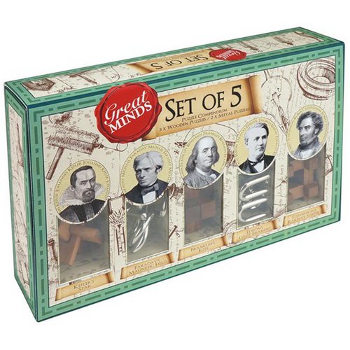 Breinbreker Great Minds van 5 (3x Houten en 2x Metalen) Puzzels, Logica Giochi, LG812