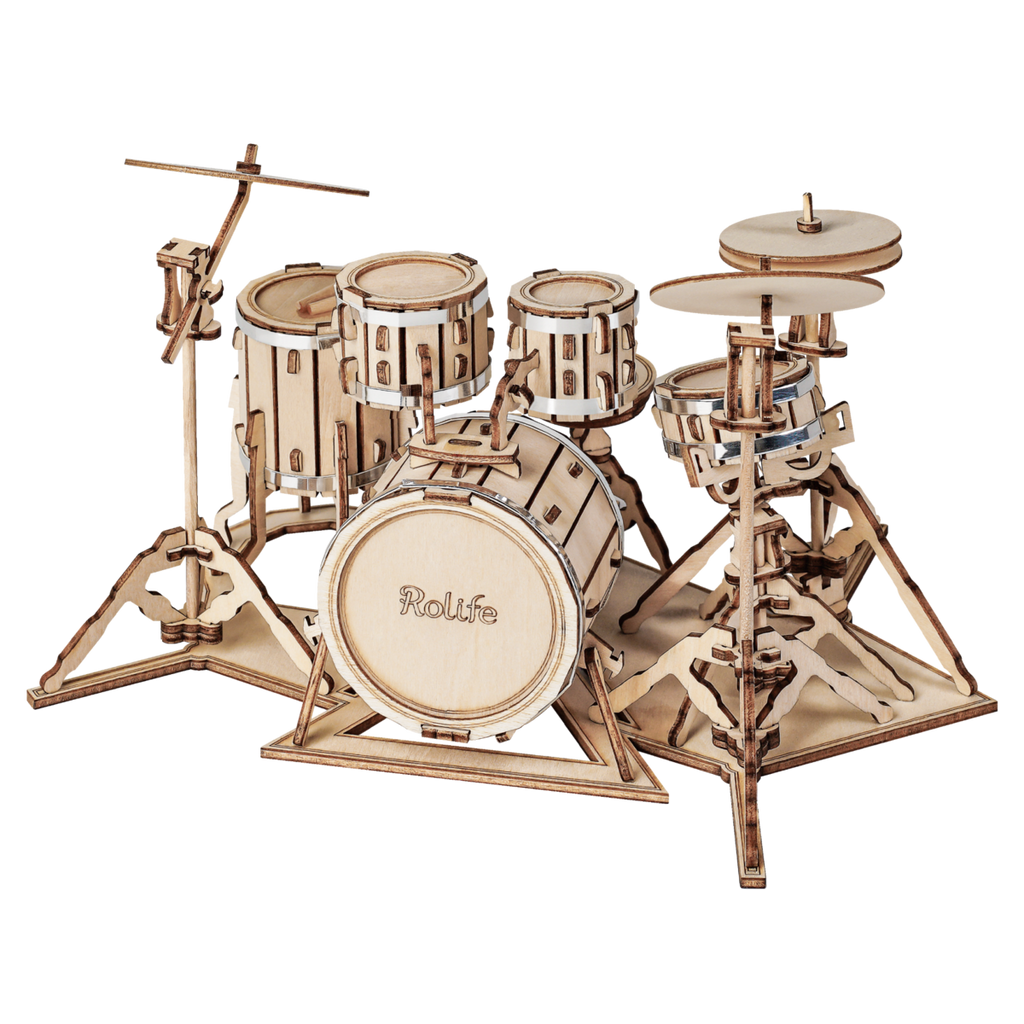 Robotime, 3D Houten Puzzel Muziekinstrument Drumstel, TG409, 19x13,5x11cm