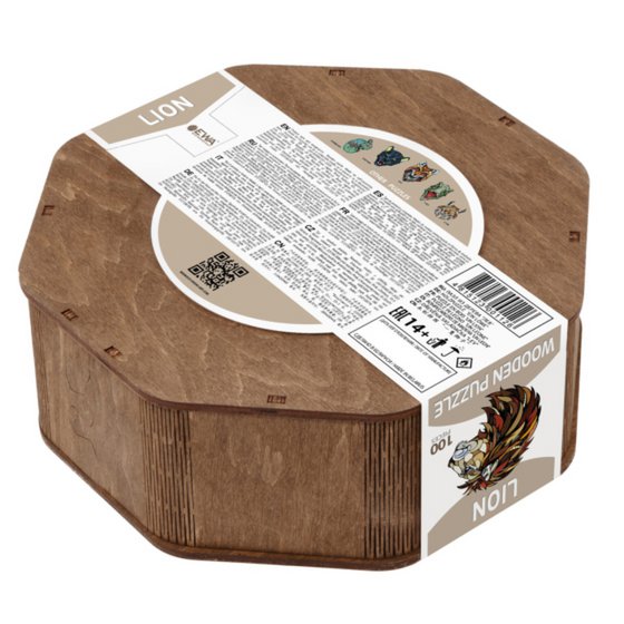 Eco Wood Art Houten Legpuzzel, Leeuw/ Lion, houten doos
