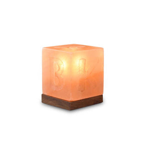 Himalaya Salt Dreams Zoutlamp, ABC Kubus met Houten voet, 44141, Oranje, 10x10x12cm
