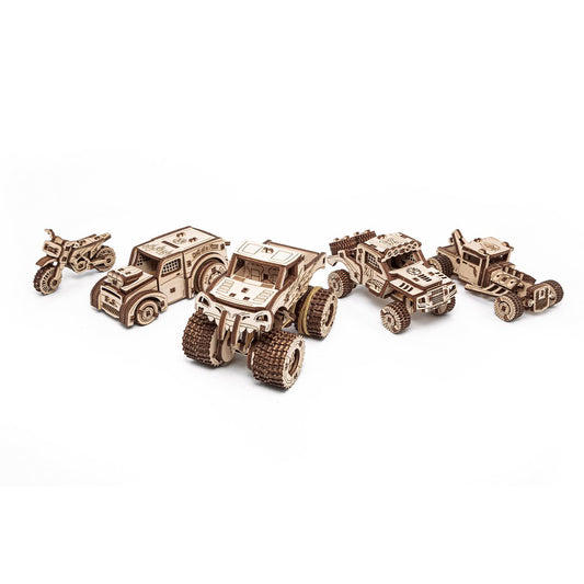 Eco Wood Art (EWA) 3D Houten Puzzel, 5 in 1 Vehicles set