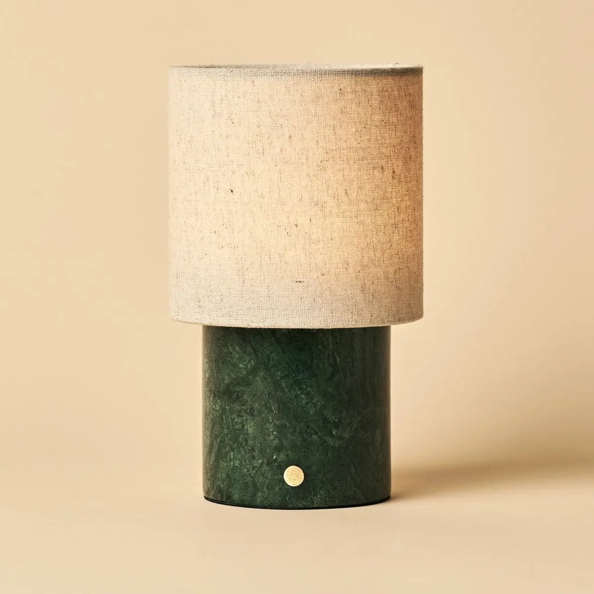 Tavellio - Onoda Groen – Verde Alpi Marmeren Oplaadbare Tafellamp | Authentieke, verwisselbare lampenkap en linnenmix