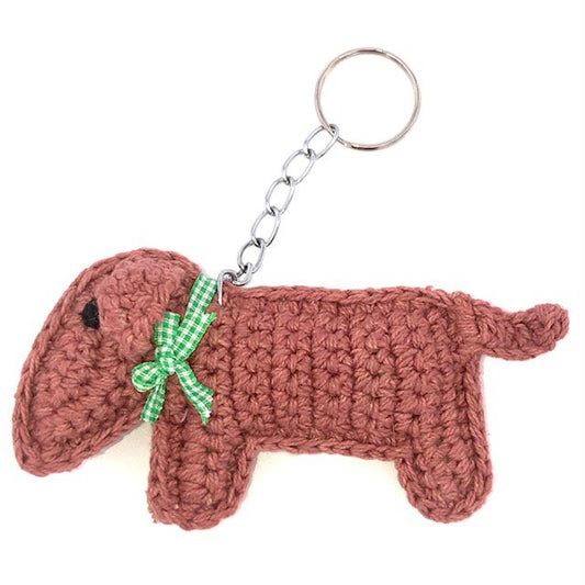 Luna -Leena Keychain Dachshund Dog Jackie - Bag Charm - Organic Cotton - Hand Crochet in Nepal