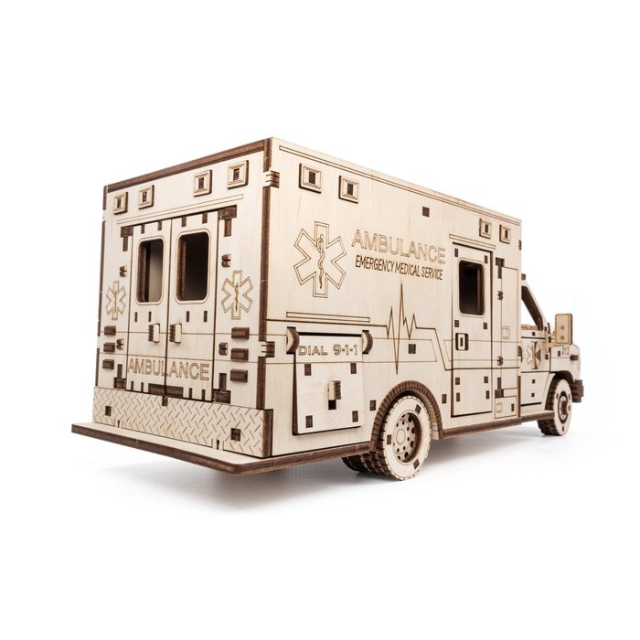 Eco Wood Art (EWA) DIY 3D Mechanical Model Ambulance, 4011, 29,5x12,9x12,4cm