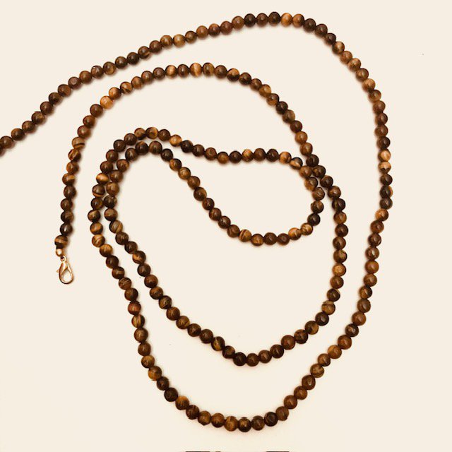 Luna-Leena - Ring - Tiger eye bruin - Handgemaakt van een bestaande ketting in Nepal