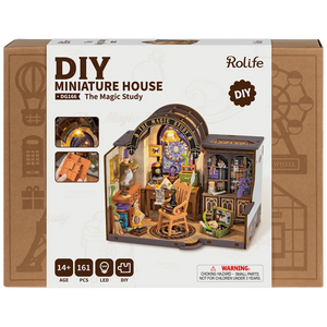 Robotime, DIY Huisje The Magic Study met LED verlichting, DG166, 21x13x19cm
